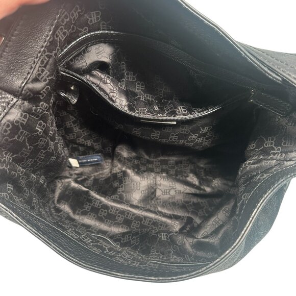 BANANA REPUBLIC Black Soft Pebbled Leather Hobo Shoulder Strap Handbag - Picture 3 of 16